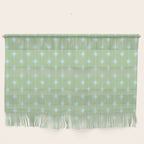 Mid Century Modern Atomic Stars and Dots Retro Pattern in Sage Green and Light Aqua Wall Hanging Gallery Image 1