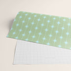 Mid Century Modern Atomic Stars and Dots Retro Pattern in Sage Green and Light Aqua Wrapping Paper Gallery Image 2
