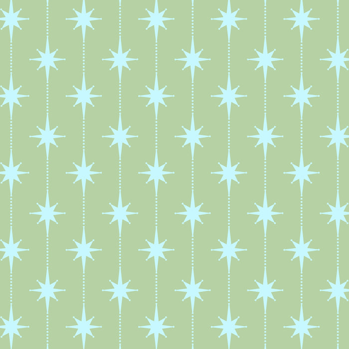 Mid Century Modern Atomic Stars and Dots Retro Pattern in Sage Green and Light Aqua Coffee Mug Gallery Image 2