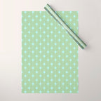 Mid Century Modern Atomic Stars and Dots Retro Pattern in Sage Green and Light Aqua Wrapping Paper Gallery Image 1