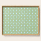 Mid Century Modern Atomic Stars and Dots Retro Pattern in Sage Green and Light Aqua Serving Tray Gallery Image 1