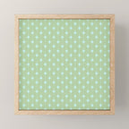 Mid Century Modern Atomic Stars and Dots Retro Pattern in Sage Green and Light Aqua Mini Art Print Gallery Image 1