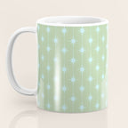 Mid Century Modern Atomic Stars and Dots Retro Pattern in Sage Green and Light Aqua Coffee Mug Gallery Image 3