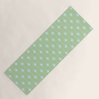 Mid Century Modern Atomic Stars and Dots Retro Pattern in Sage Green and Light Aqua Yoga Mat Gallery Image 1