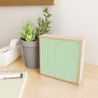 Mid Century Modern Atomic Stars and Dots Retro Pattern in Sage Green and Light Aqua Mini Art Print Gallery Image 2