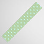 Mid Century Modern Atomic Stars and Dots Retro Pattern in Sage Green and Light Aqua Table Runner Gallery Image 3
