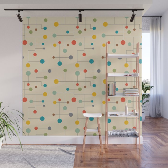 Mid-Century Dots Pattern Wall Mural Gallery Image 1