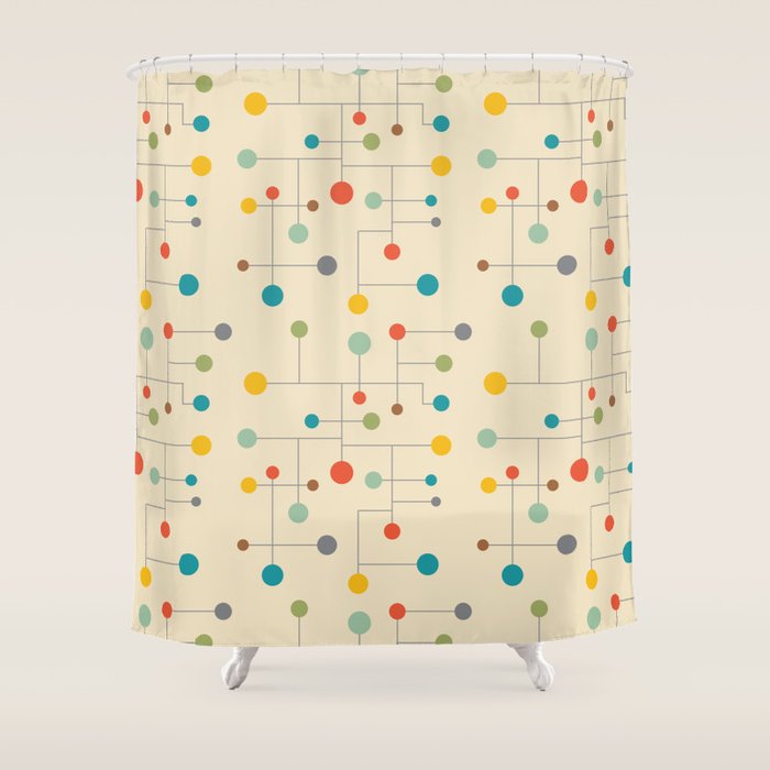 Mid-Century Dots Pattern Shower Curtain Gallery Image 1