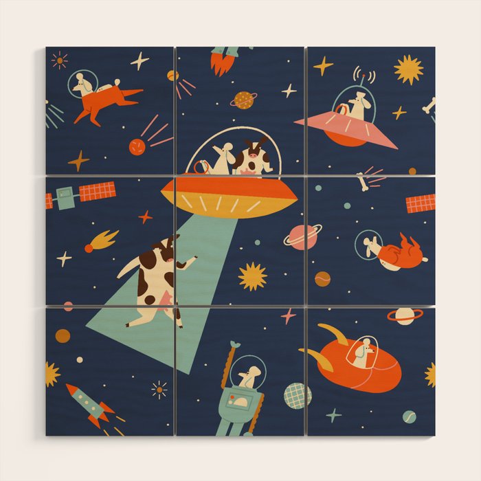 Cosmic dogs Wood Wall Art Gallery Image 1