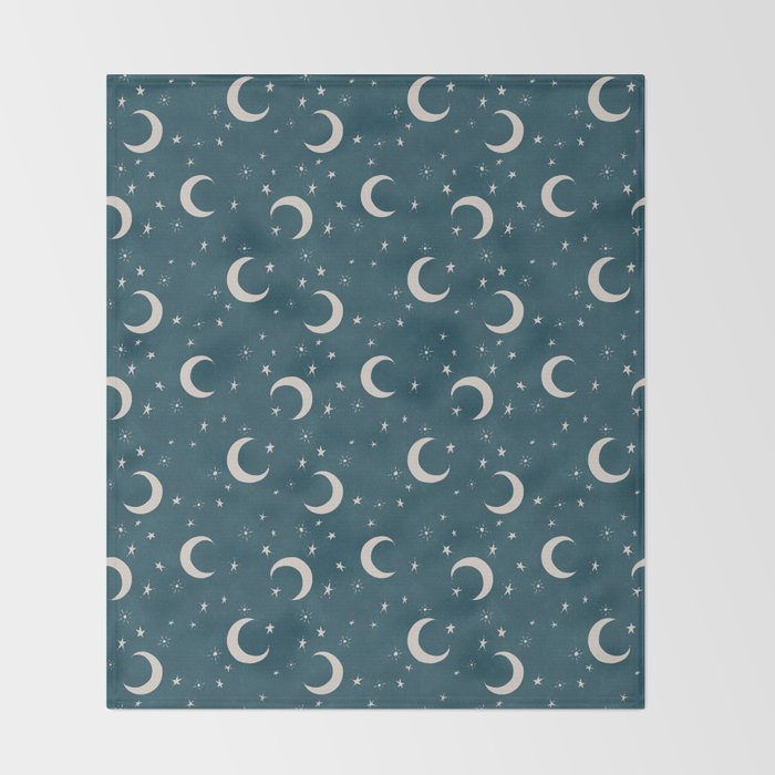 Goodnight Sky - silver moon Throw Blanket Gallery Image 2