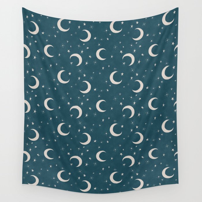 Goodnight Sky - silver moon Wall Tapestry Gallery Image 4