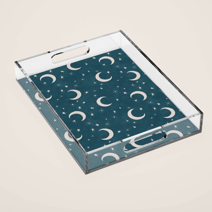 Goodnight Sky - silver moon Acrylic Tray Gallery Image 1
