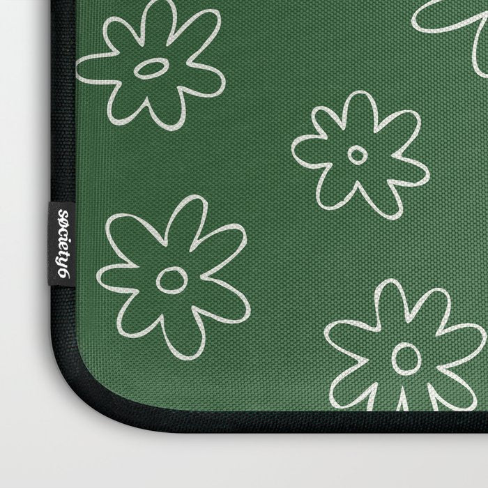 Green garden flower doodle art pattern Laptop Sleeve Gallery Image 3