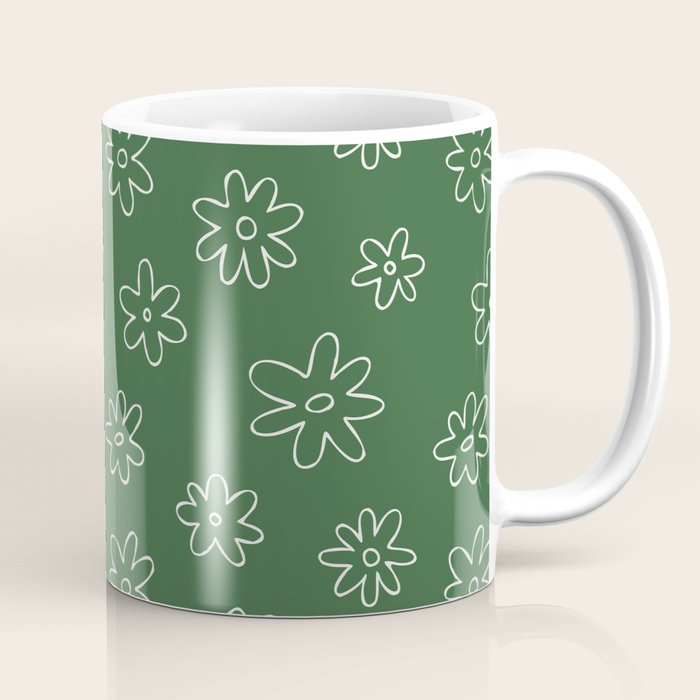 Green garden flower doodle art pattern Coffee Mug Gallery Image 1