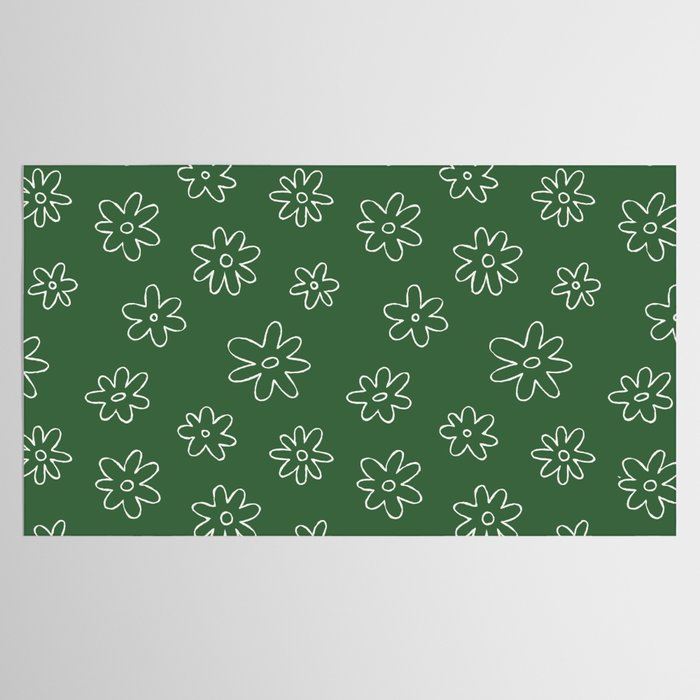 Green garden flower doodle art pattern Tablecloth Gallery Image 2