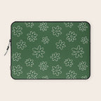 Green garden flower doodle art pattern Laptop Sleeve Gallery Image 1