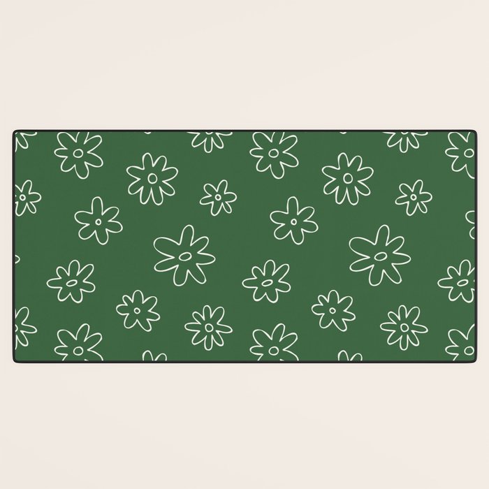 Green garden flower doodle art pattern Desk Mat Gallery Image 3