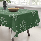 Green garden flower doodle art pattern Tablecloth Gallery Image 3