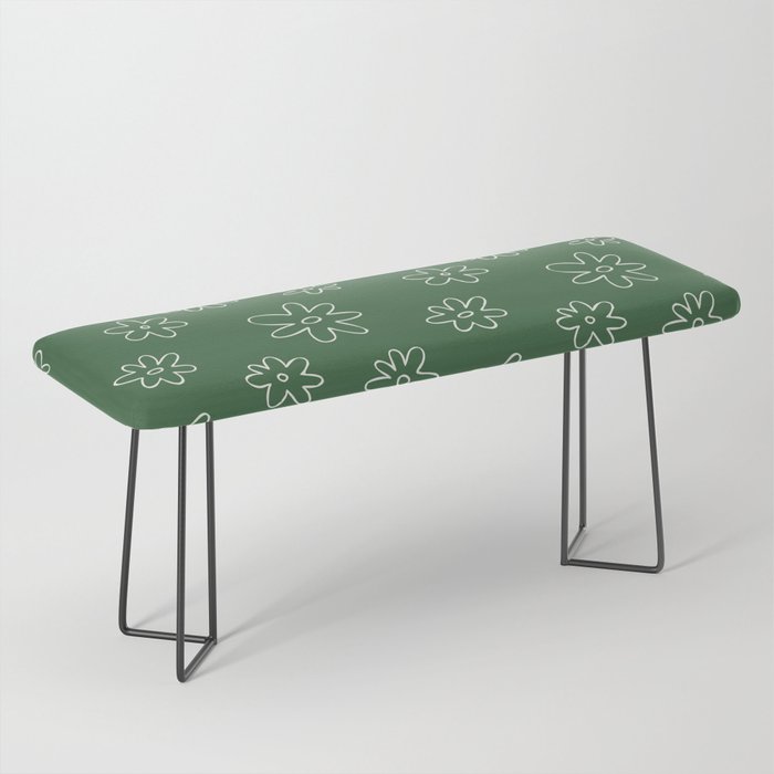 Green garden flower doodle art pattern Bench Gallery Image 1