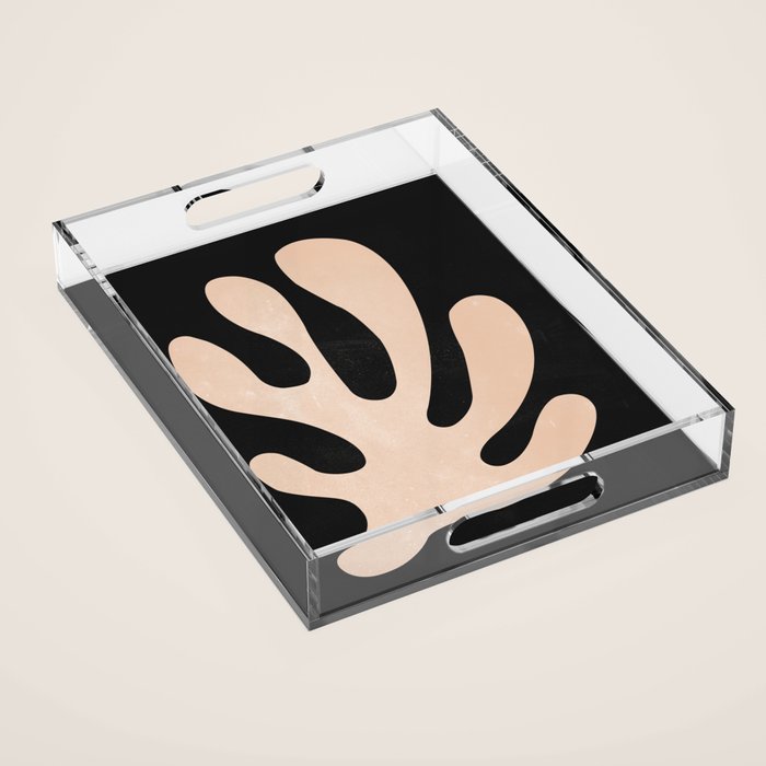 Noir Leaf: Mid Century Modern Matisse Edition Acrylic Tray Gallery Image 1