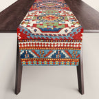 Three Medallion Kazak Southwest Caucasus Carpet Print Table Runner Gallery Image 1