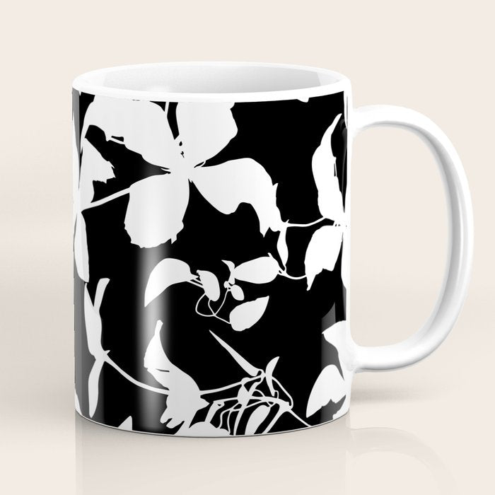 Clematis Contrast  Minimal Floral Silhouettes Coffee Mug Gallery Image 1
