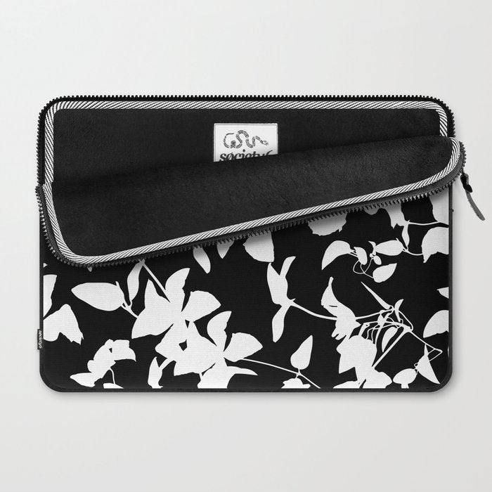 Clematis Contrast  Minimal Floral Silhouettes Laptop Sleeve Gallery Image 2