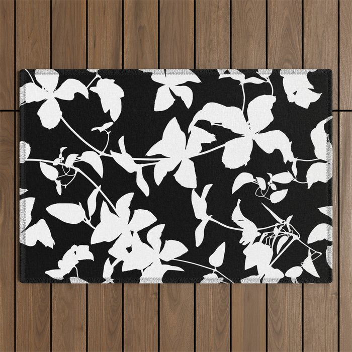 Clematis Contrast  Minimal Floral Silhouettes Outdoor Rug Gallery Image 1