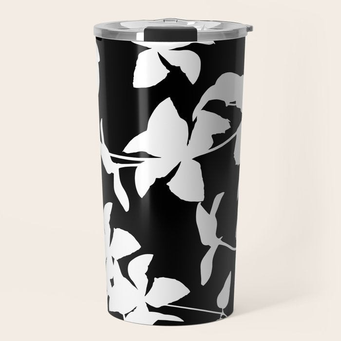 Clematis Contrast  Minimal Floral Silhouettes Travel Mug Gallery Image 1