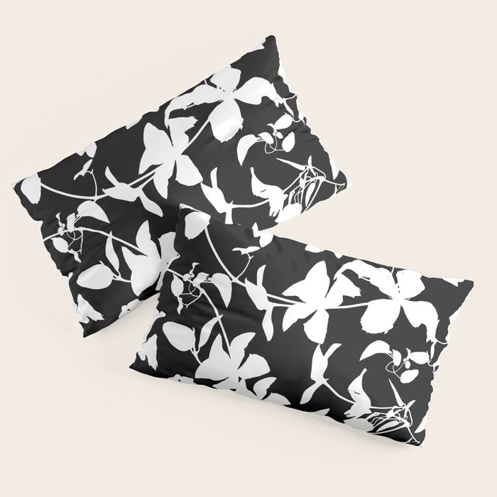 Clematis Contrast  Minimal Floral Silhouettes Pillow Sham Gallery Image 2