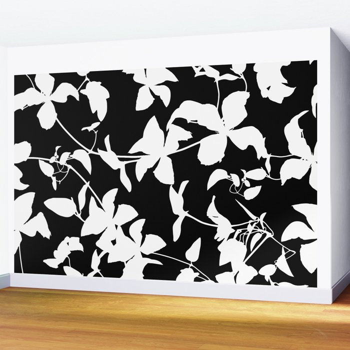 Clematis Contrast  Minimal Floral Silhouettes Wall Mural Gallery Image 2