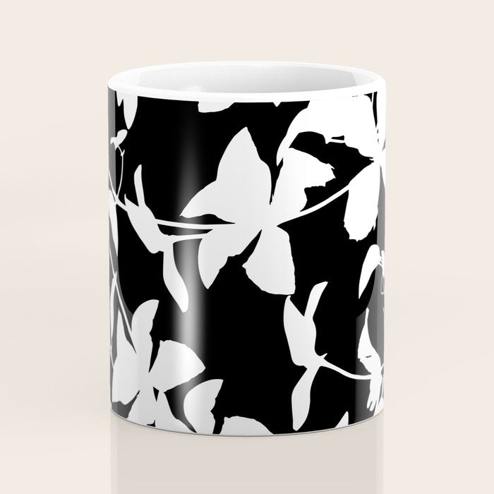 Clematis Contrast  Minimal Floral Silhouettes Coffee Mug Gallery Image 4