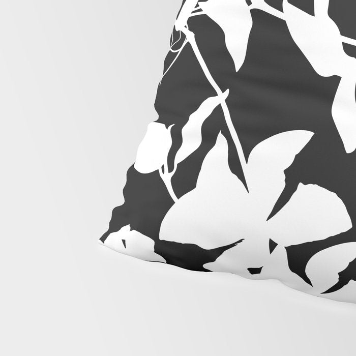 Clematis Contrast  Minimal Floral Silhouettes Pillow Sham Gallery Image 4