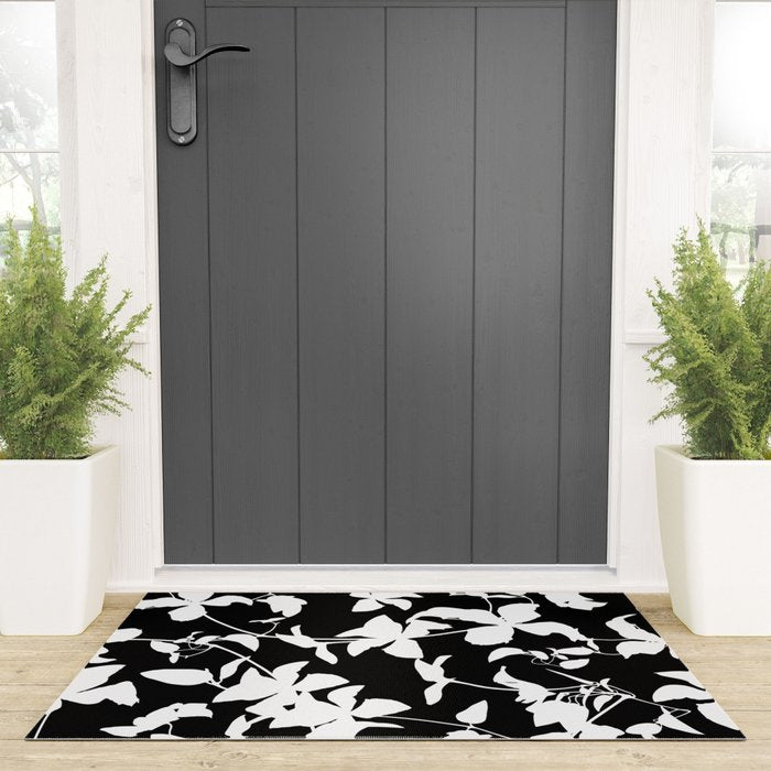 Clematis Contrast  Minimal Floral Silhouettes Welcome Mat Gallery Image 3