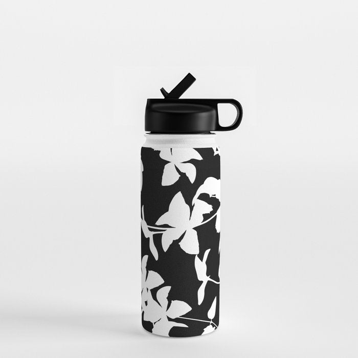 Clematis Contrast  Minimal Floral Silhouettes Water Bottle Gallery Image 1