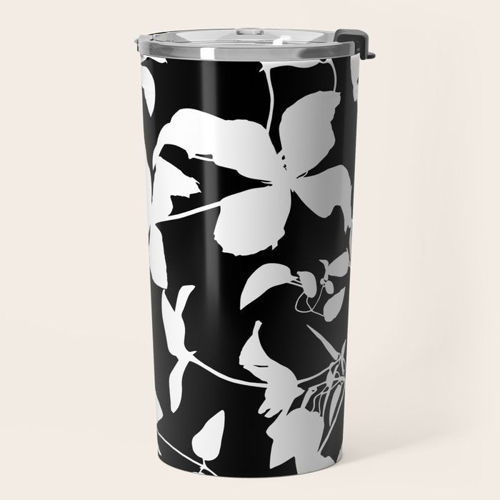Clematis Contrast  Minimal Floral Silhouettes Travel Mug Gallery Image 2