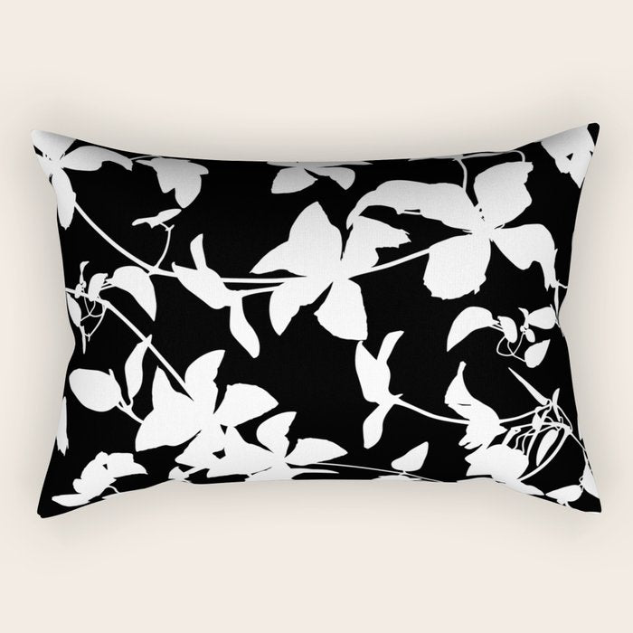 Clematis Contrast  Minimal Floral Silhouettes Rectangular Pillow Gallery Image 2
