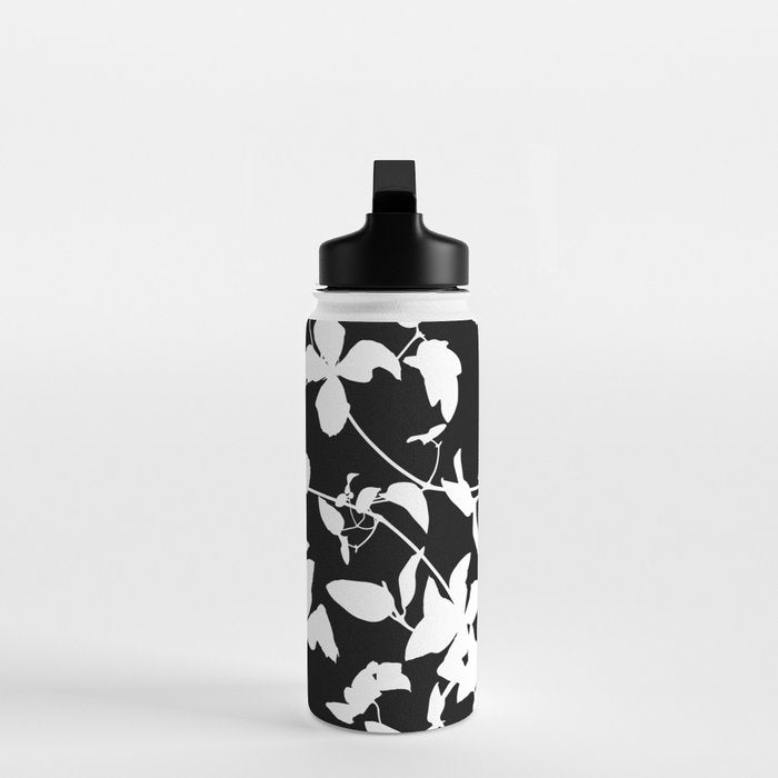 Clematis Contrast  Minimal Floral Silhouettes Water Bottle Gallery Image 3