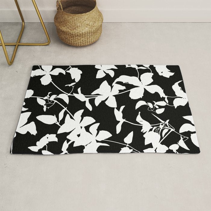 Clematis Contrast  Minimal Floral Silhouettes Rug Gallery Image 1