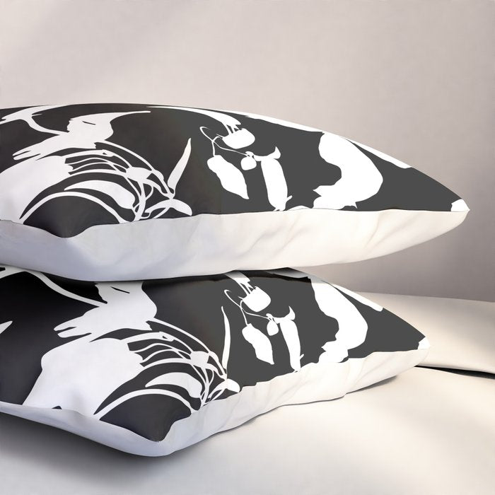 Clematis Contrast  Minimal Floral Silhouettes Pillow Sham Gallery Image 3