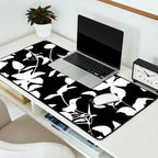 Clematis Contrast  Minimal Floral Silhouettes Desk Mat Gallery Image 2