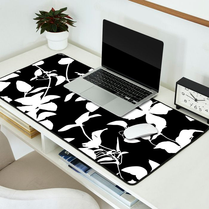 Clematis Contrast  Minimal Floral Silhouettes Desk Mat Gallery Image 2