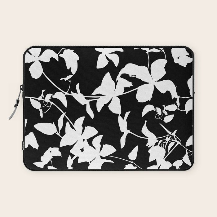 Clematis Contrast  Minimal Floral Silhouettes Laptop Sleeve Gallery Image 1