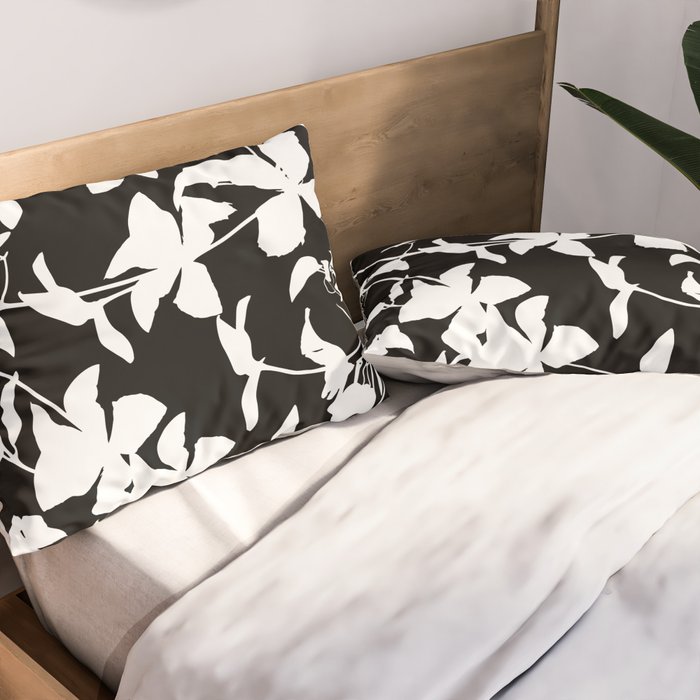 Clematis Contrast  Minimal Floral Silhouettes Pillow Sham Gallery Image 2