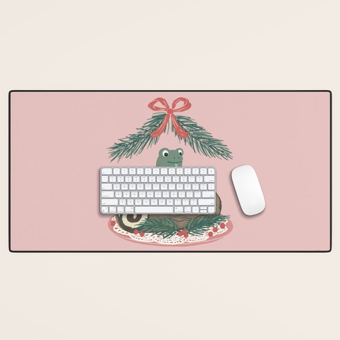 Frog on a Log with a Nog Desk Mat Gallery Image 1