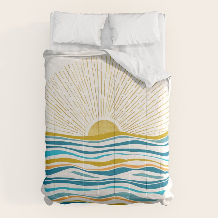 Sunrise At Sea Abstract Landscape Comforter Gallery Image 6