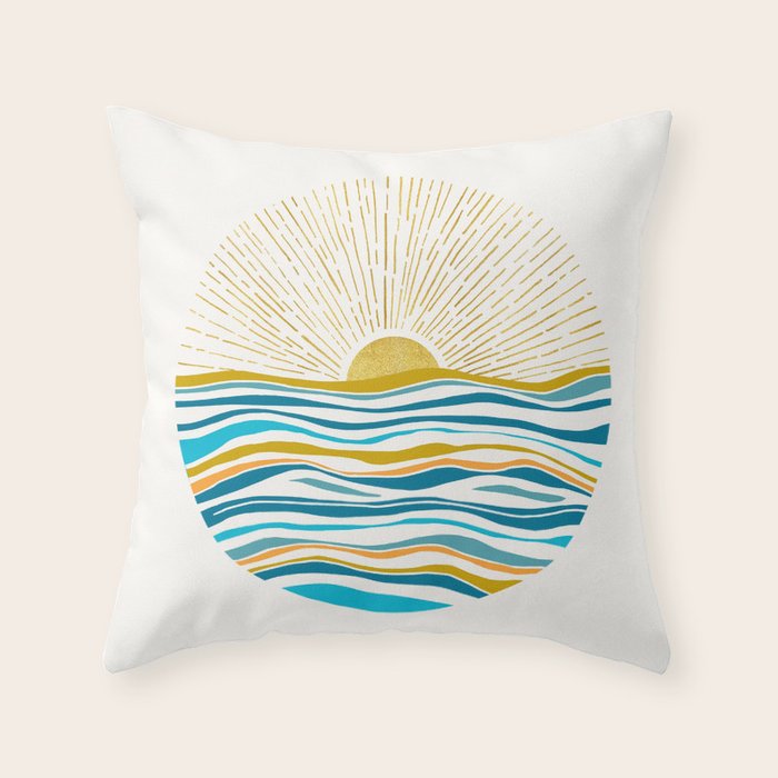 Sunrise At Sea Abstract Landscape Throw Pillow Gallery Image 1