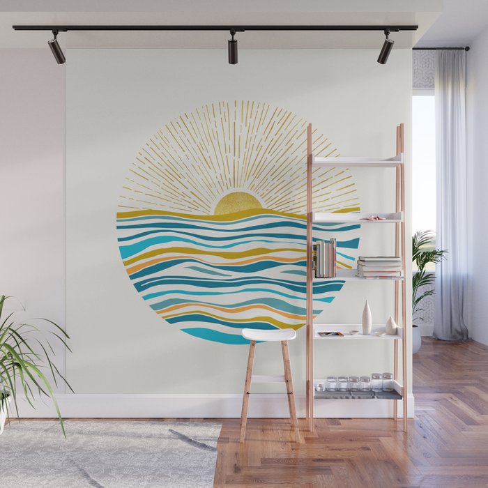Sunrise At Sea Abstract Landscape Wall Mural Gallery Image 1