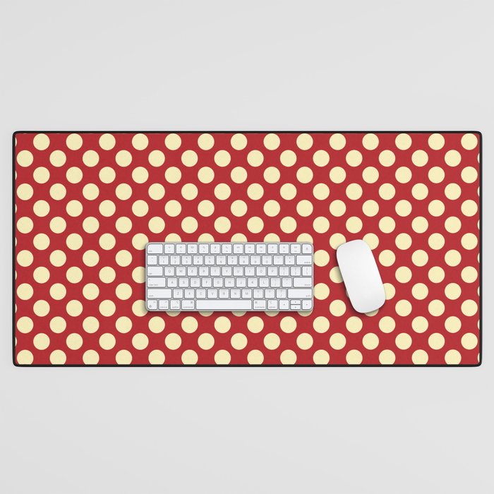 Cream on Red Polka Dot  Desk Mat Gallery Image 1