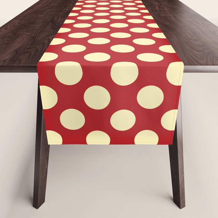 Cream on Red Polka Dot  Table Runner Gallery Image 1